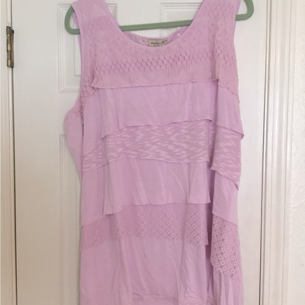 New One World Pink Layered Tank Top- 1x